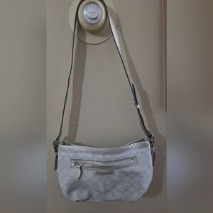 Coach Silver Signature Coated Canvas Crossbody Bag